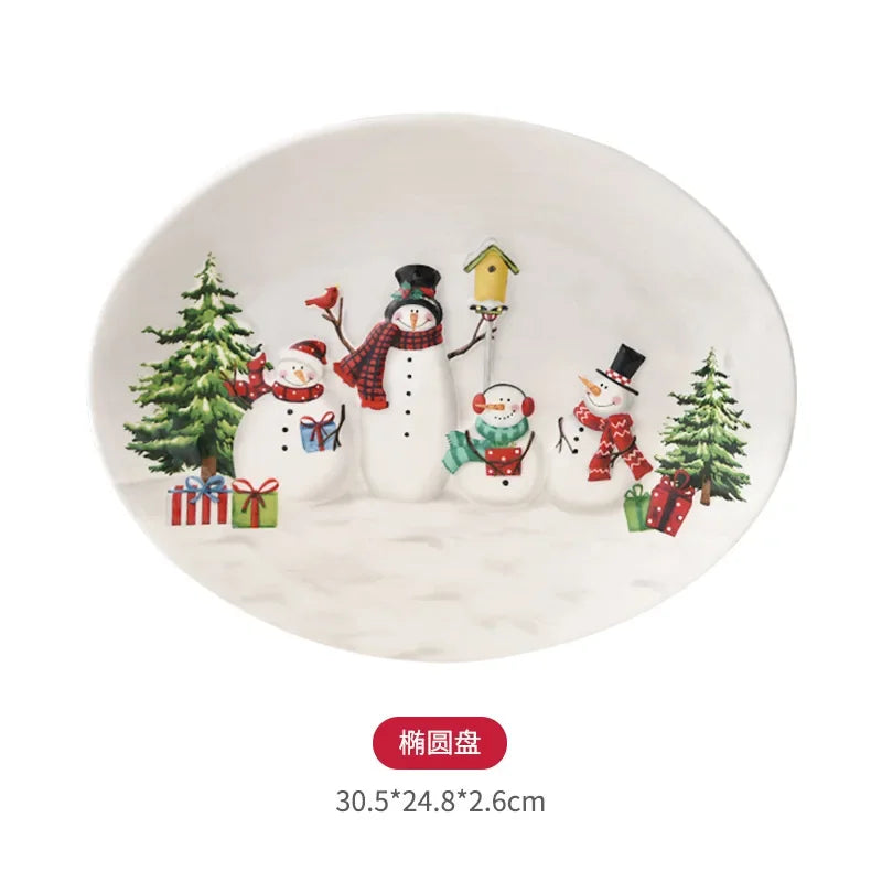 Adorable Christmas Snowman Ceramic Dish Set - Perfect Holiday Decor