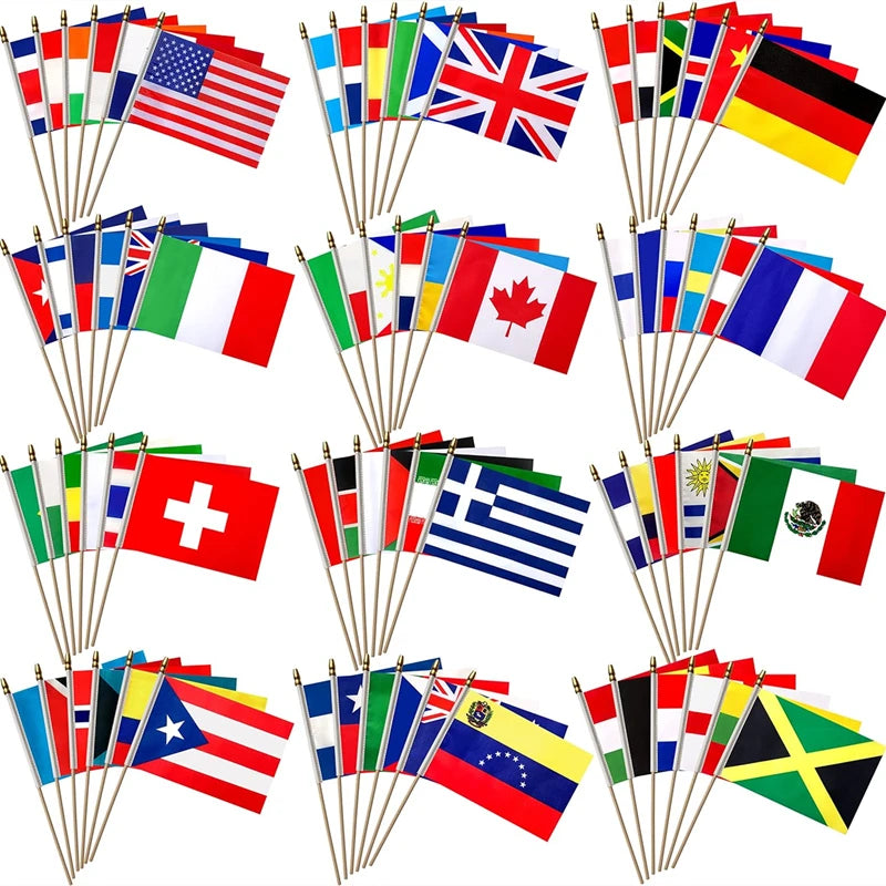 32 National Parade Flags Set – Double-Sided Polyester for Events
