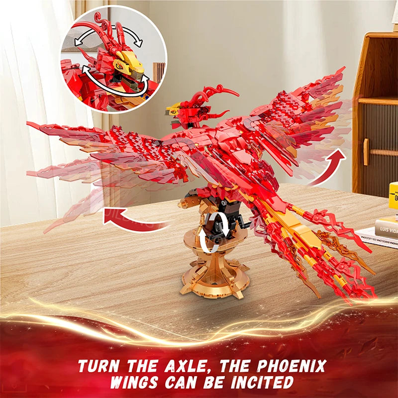 Fire Phoenix Kids Building Blocks - Mythical Bird Model Toy