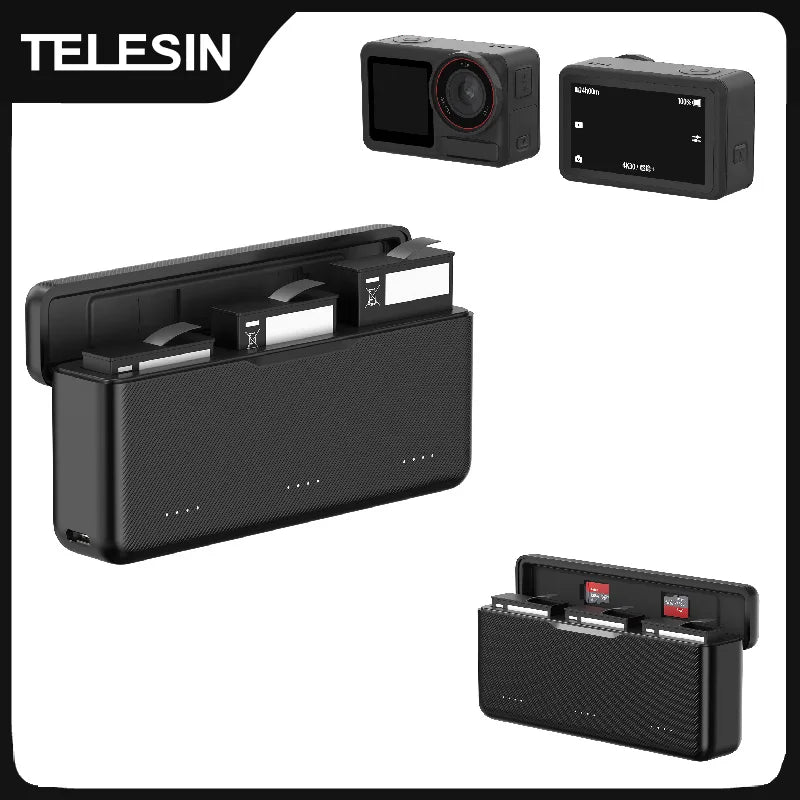 TELESIN 18W PD Fast Charger & Battery Storage Case for DJI Cameras