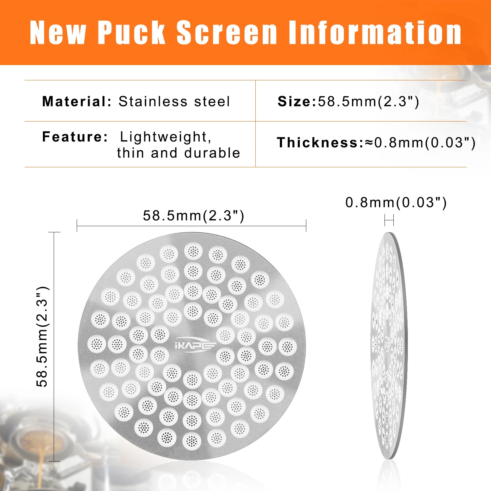 IKAPE Coffee Puck Screen V2 - Ultra-Thin 304 Stainless Steel Filter