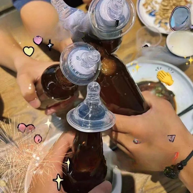 Fun Adult Drinking Pacifier Set - Unique Wine Bottle Props