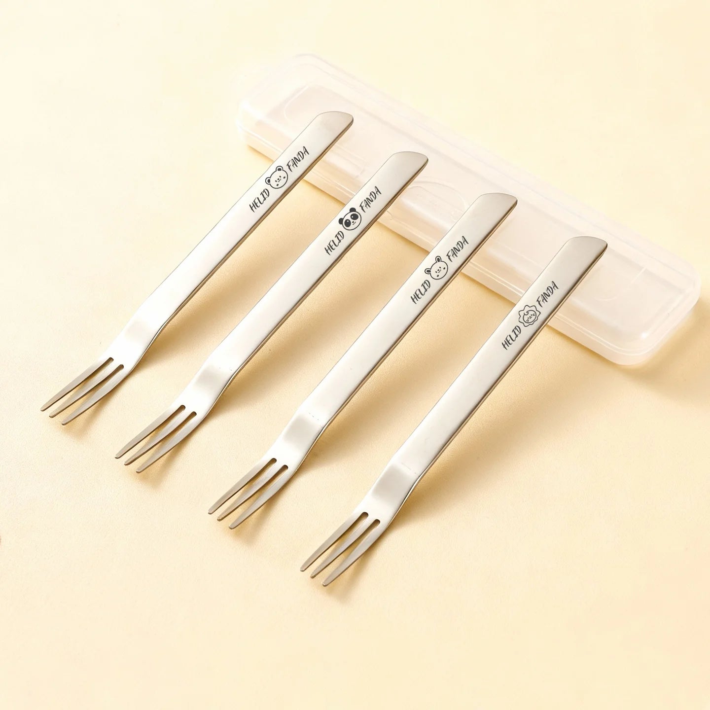 2-in-1 Dual-Purpose Long Handle Fork & Spoon Set - Reusable Stainless Steel