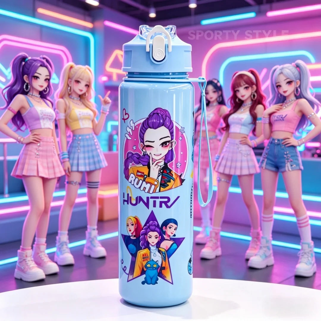 Fun 3D Printed Cartoon Water Bottle - Portable, Leakproof, 750ml