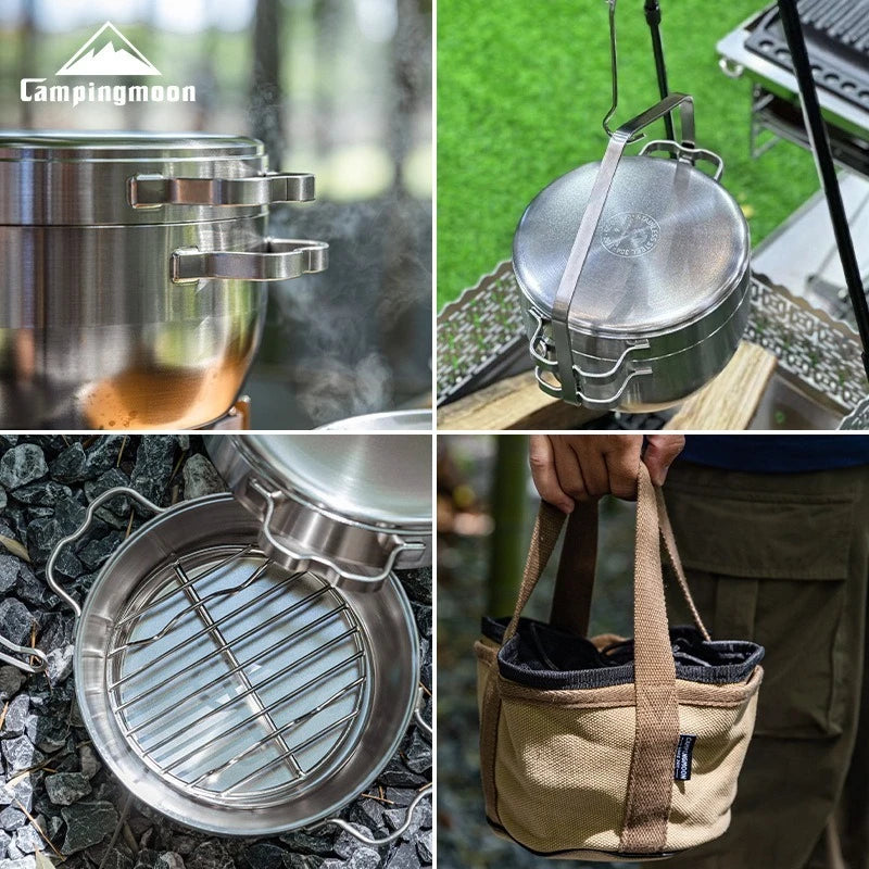 CAMPINGMOON DO-25 Stainless Steel Dutch Pot for Camping & Outdoor Cooking