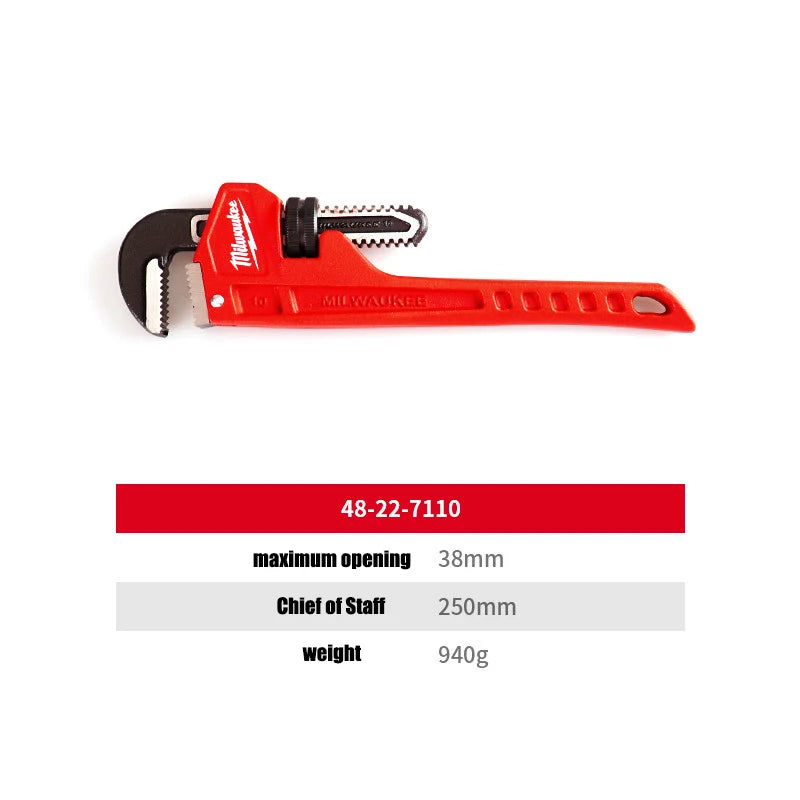Milwaukee 6" Steel Pipe Wrench - Overbite Jaw for Pro Grip