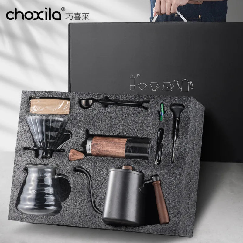 Portable Outdoor Hand Brewed Coffee Set with Grinder