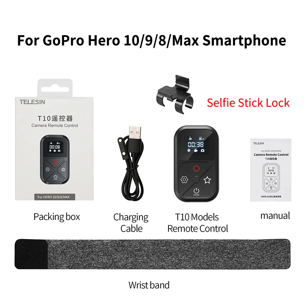 TELESIN Bluetooth Remote Control - 80M Range for GoPro & Smartphones