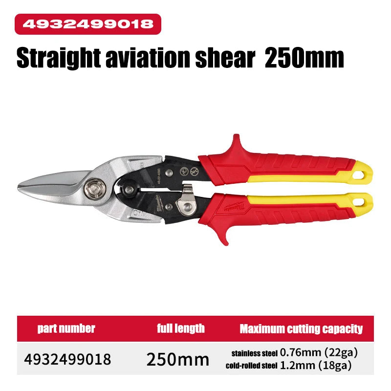 Milwaukee Heavy-Duty Aviation Snips - Left & Straight Cutting Tools