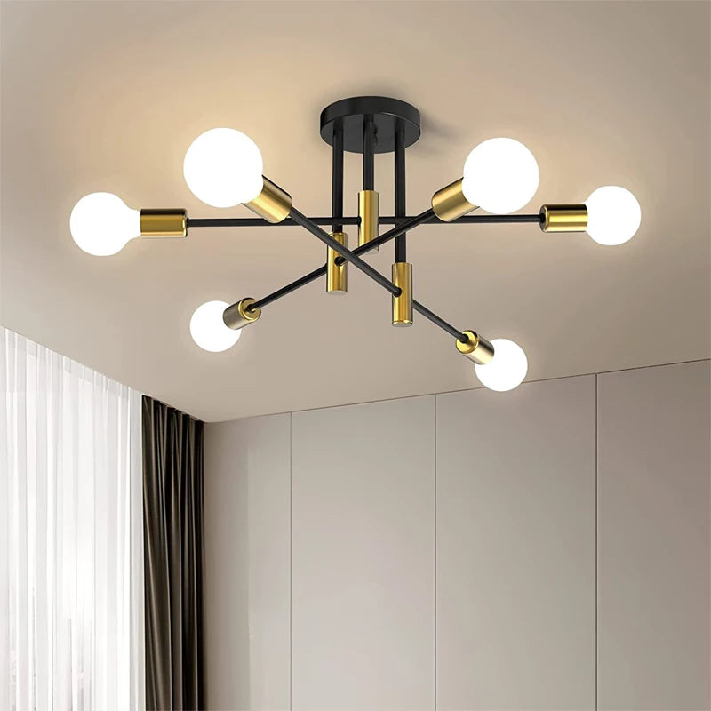 Retro Industrial Wrought Iron LED Ceiling Chandelier for Modern Decor