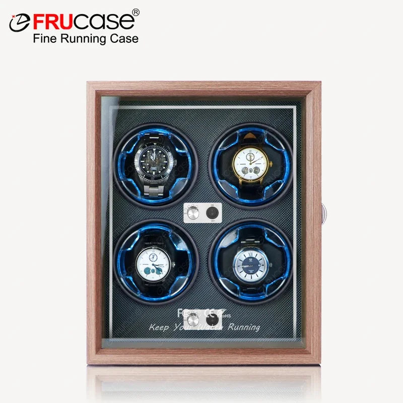 FRUCASE Elegant Wooden Watch Winder - 4 Automatic Watches Storage