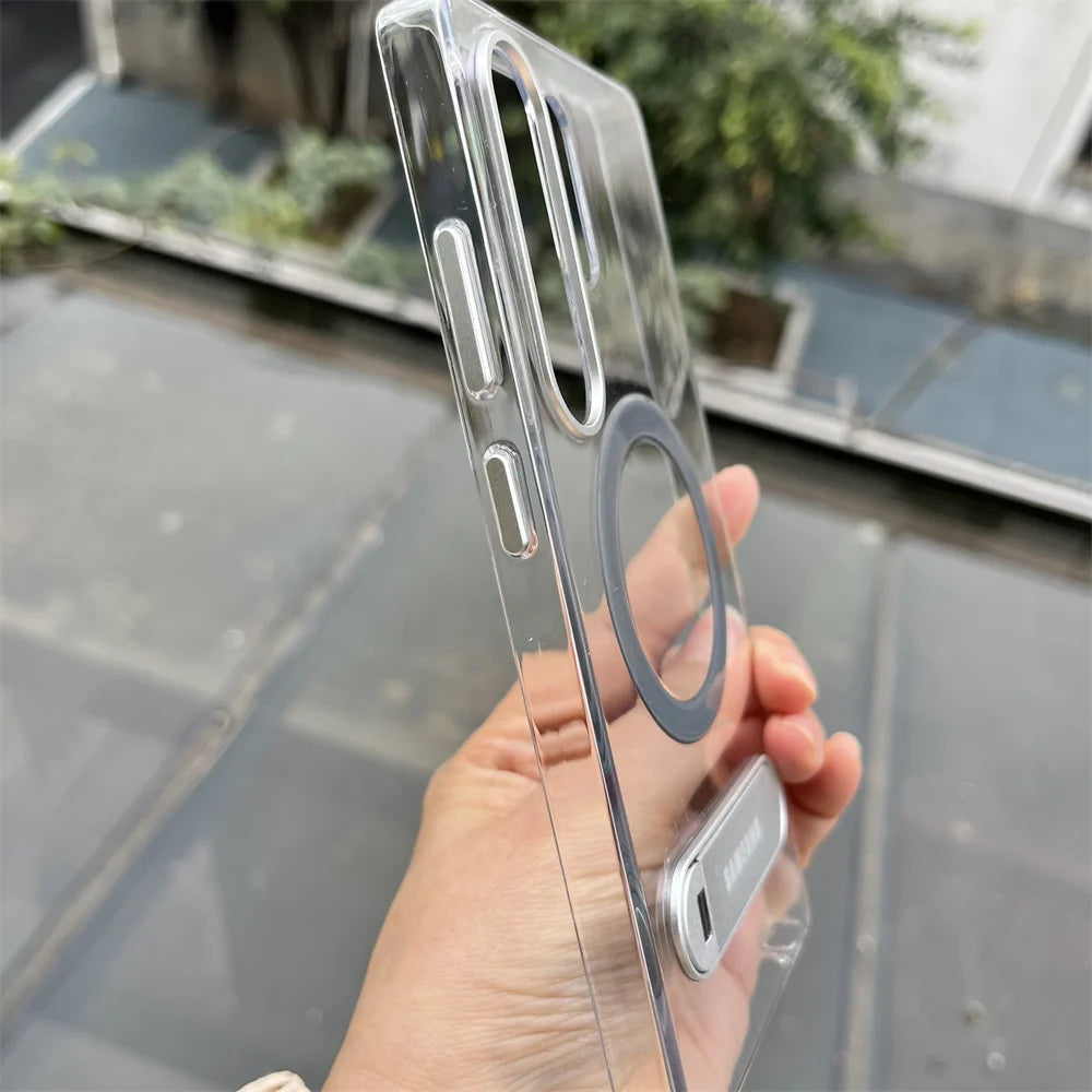 Samsung Clear Magnetic Phone Case with Kickstand for Galaxy S26/S25
