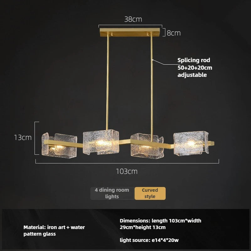 Elegant E14 Chandelier - Luxurious Copper & Textured Glass Design