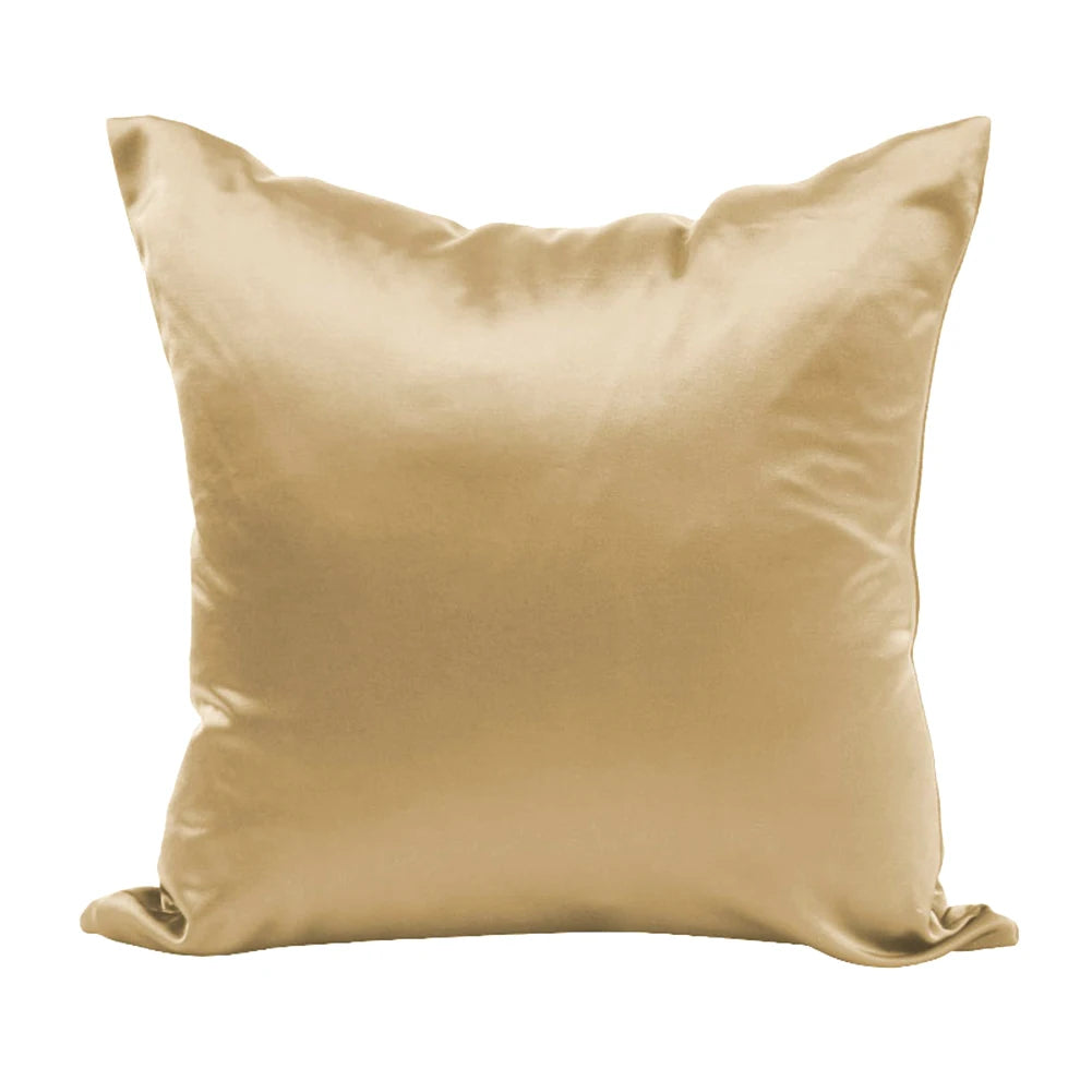 Elegant Satin Silk Throw Pillow Case with Hidden Zipper - Solid Color