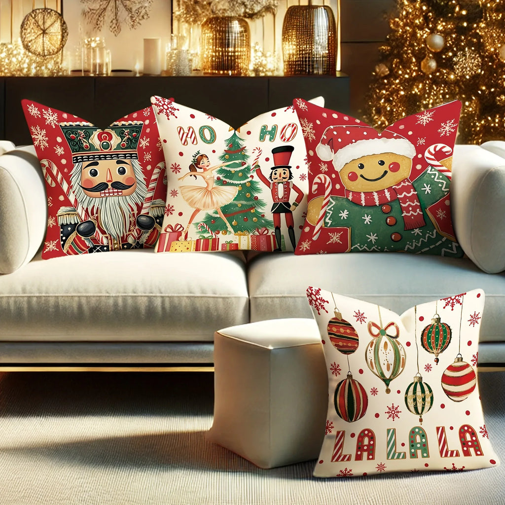 Festive Christmas Pillowcases: Nutcracker & Gingerbread Design