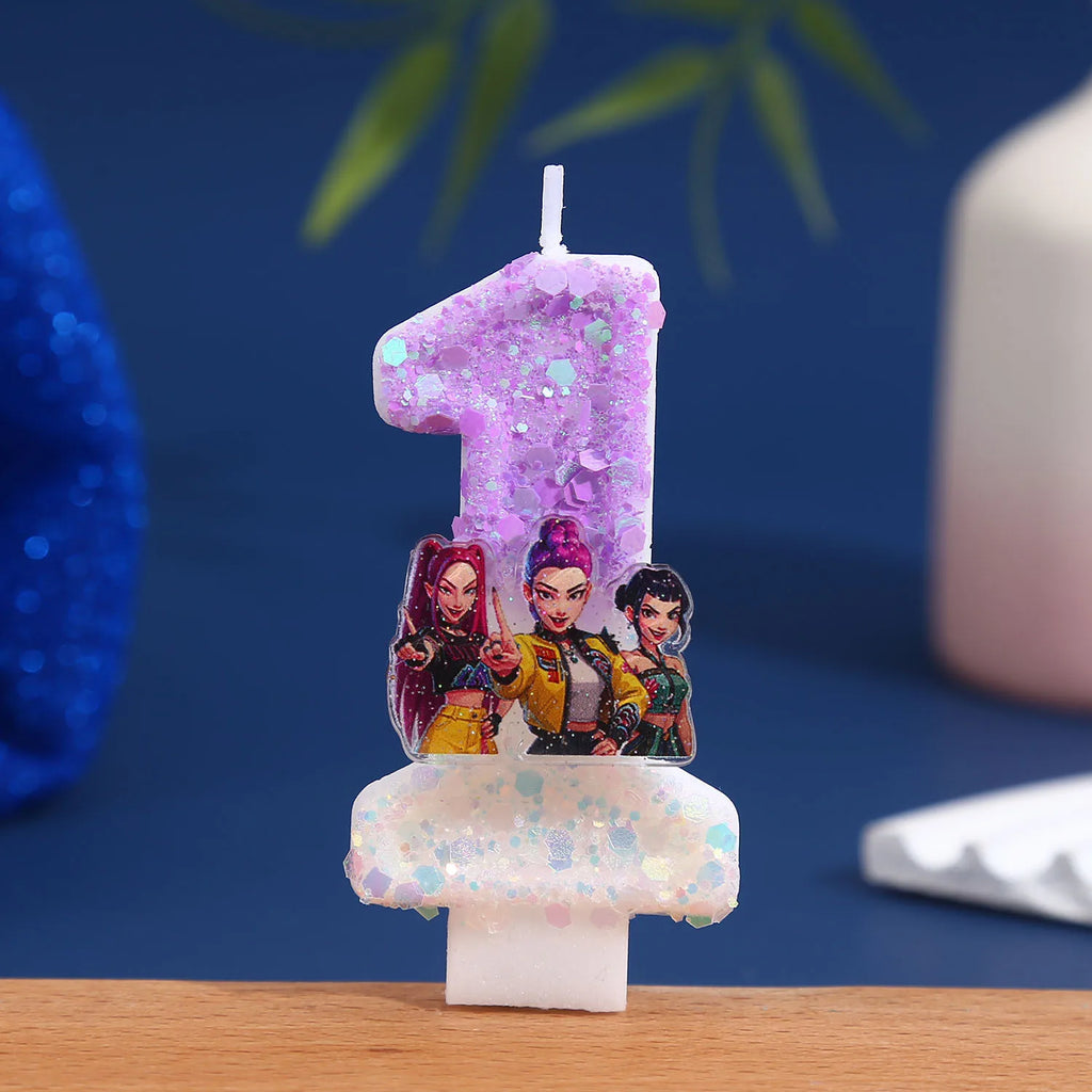 Purple Glitter Birthday Number Candle - Creative Cake Decoration