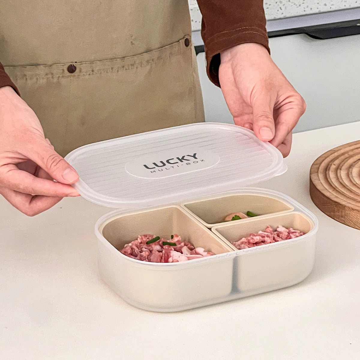 3-Compartment Food Storage Box for Fresh Keeping | Kitchen Organizer
