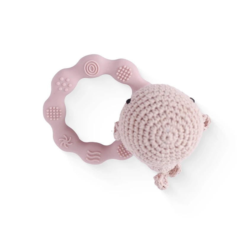 Bopoobo Baby Crochet Rattle Toy - Soft Wooden Teether & Infant Gym