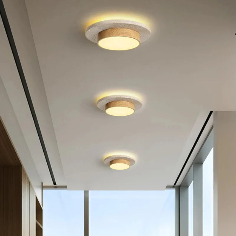 Wabi Sabi Round Stone Ceiling Lamp - LED 28W for Modern Interiors