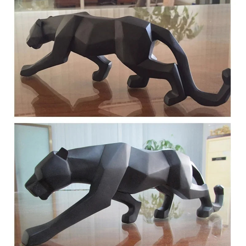 Modern Abstract Black Panther Sculpture - Unique Resin Art for Home Decor