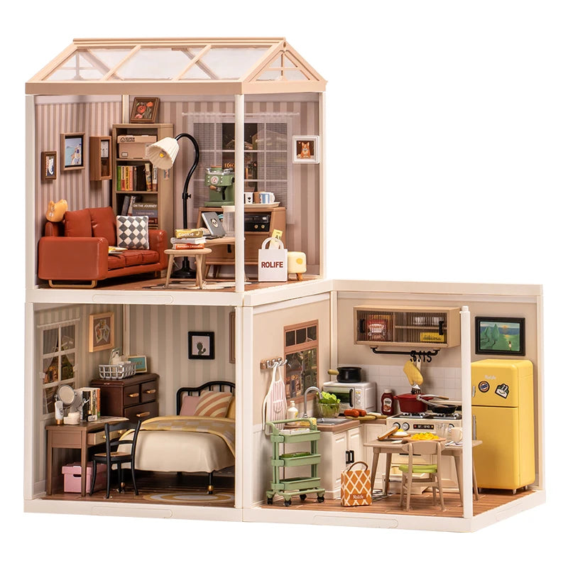 Robotime 3D Puzzle Miniature House Kit - DIY Cozy Living Lounge
