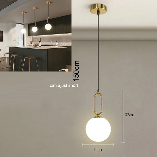 Modern Glass Ball Pendant Light for Dining & Kitchen - Ramalho