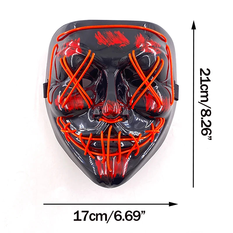 Glow-in-the-Dark Wireless LED Purge Mask for Halloween Cosplay