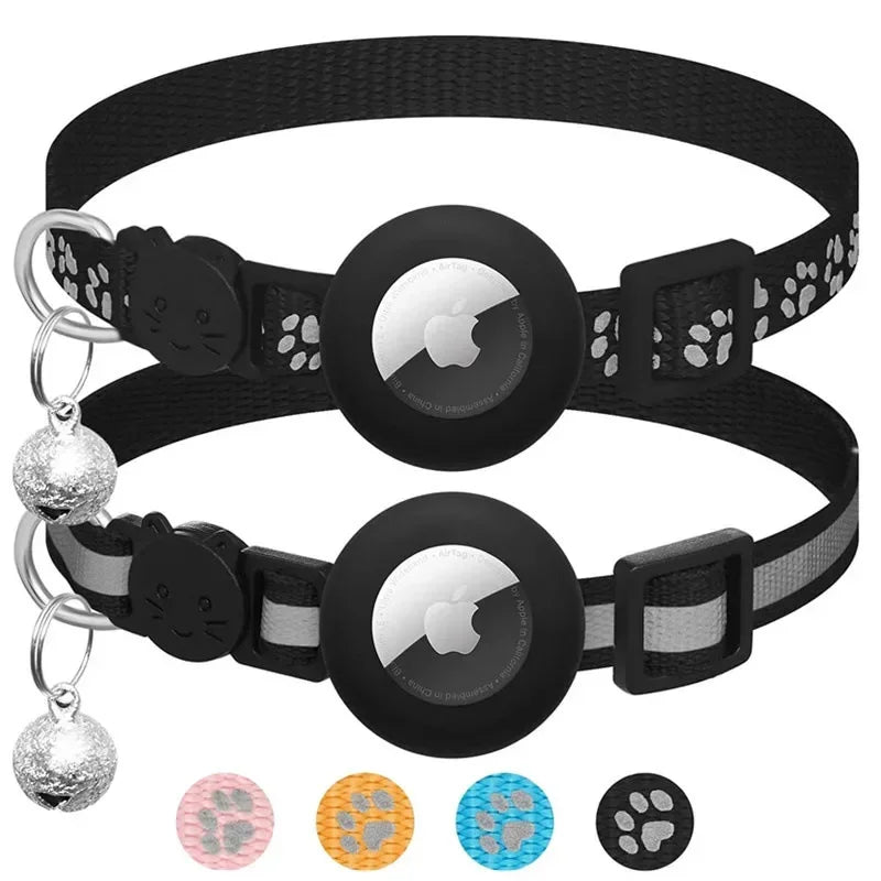 Reflective Cat Collar for Apple Airtag with Safety Buckle & Bell