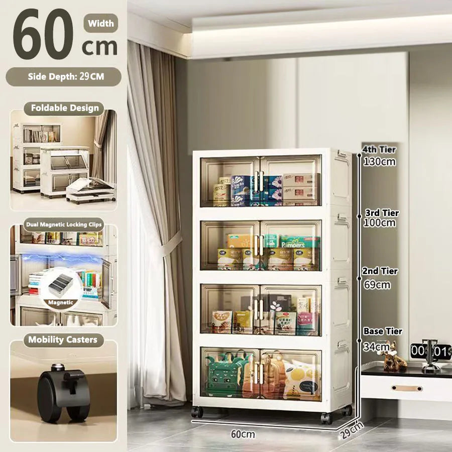Folding Storage Cabinet - Versatile Toy & Snack Organizer for Home