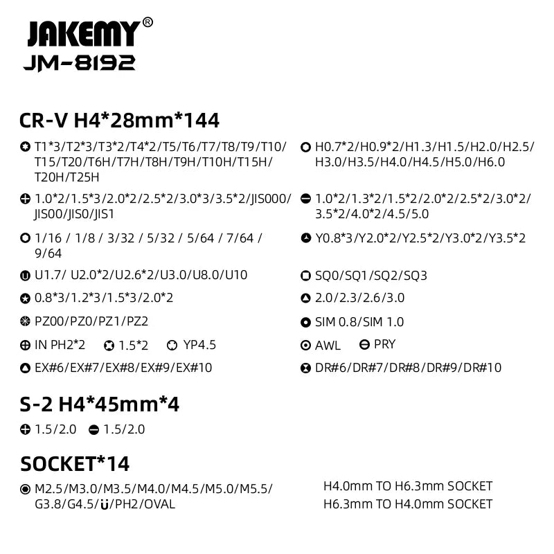 JAKEMY JM-8192 180-in-1 Precision Screwdriver Set for Electronics Repair