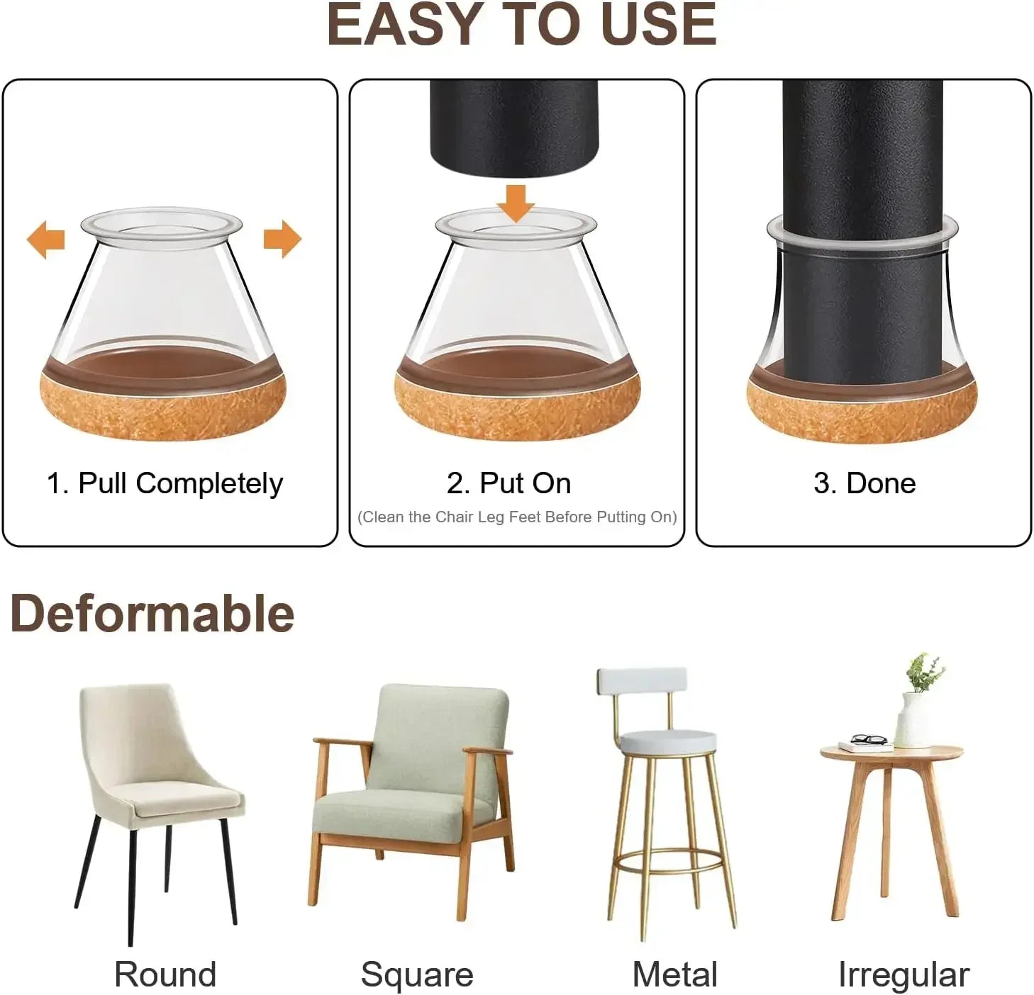 24 Silicone Furniture Leg Caps - Floor Protector Pads Set