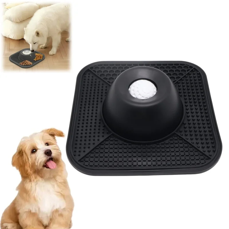 Engaging Slow Feeder Dog Bowl with Interactive Ball & Licking Mat