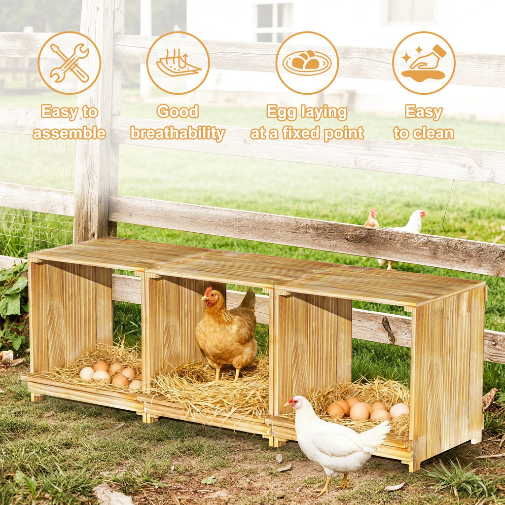 3-Compartment Wooden Nesting Box for Chickens & Ducks - Durable & Flexible