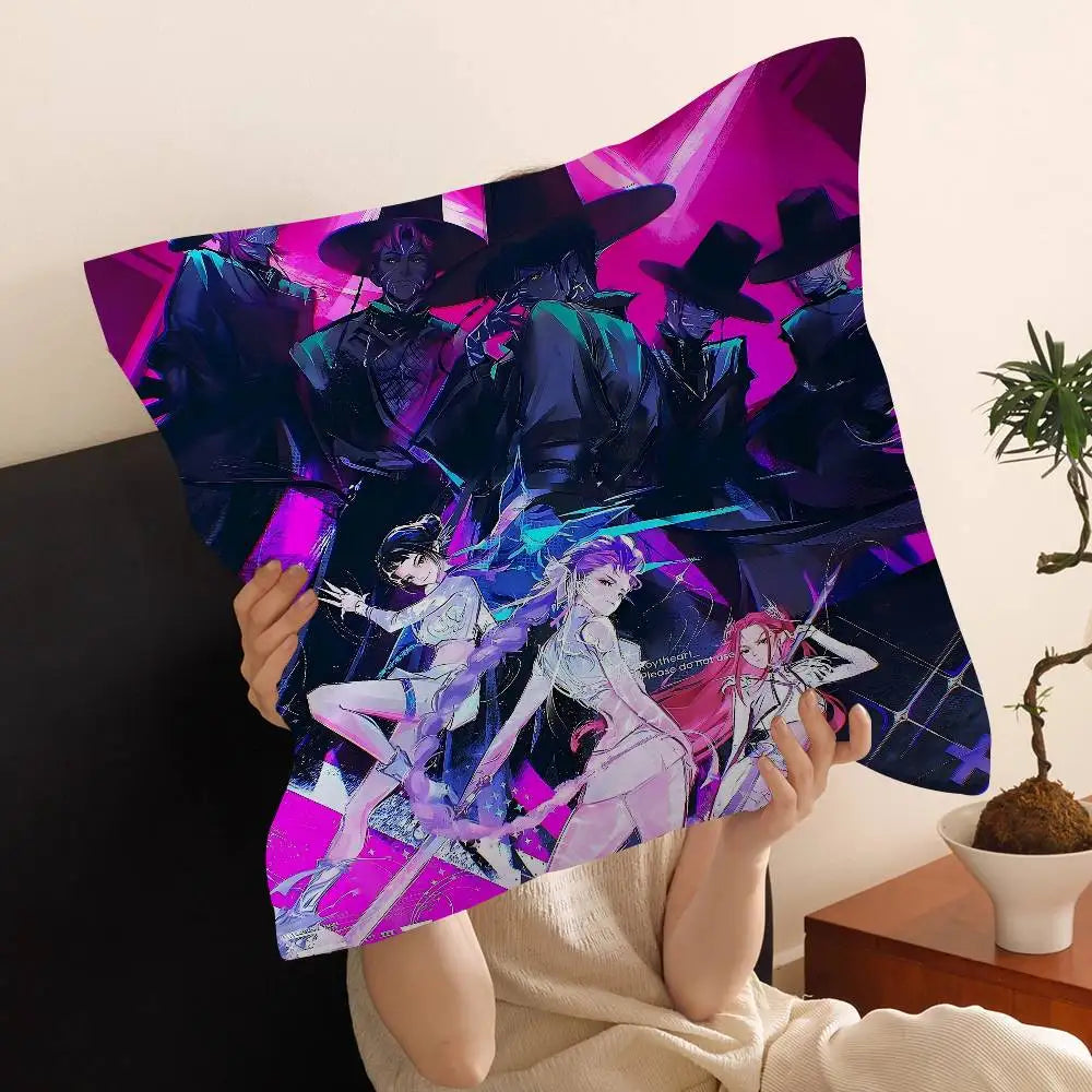 Kop-Cartoon K-Pop Demon Hunters Cushion Cover - Home Decor Pillow