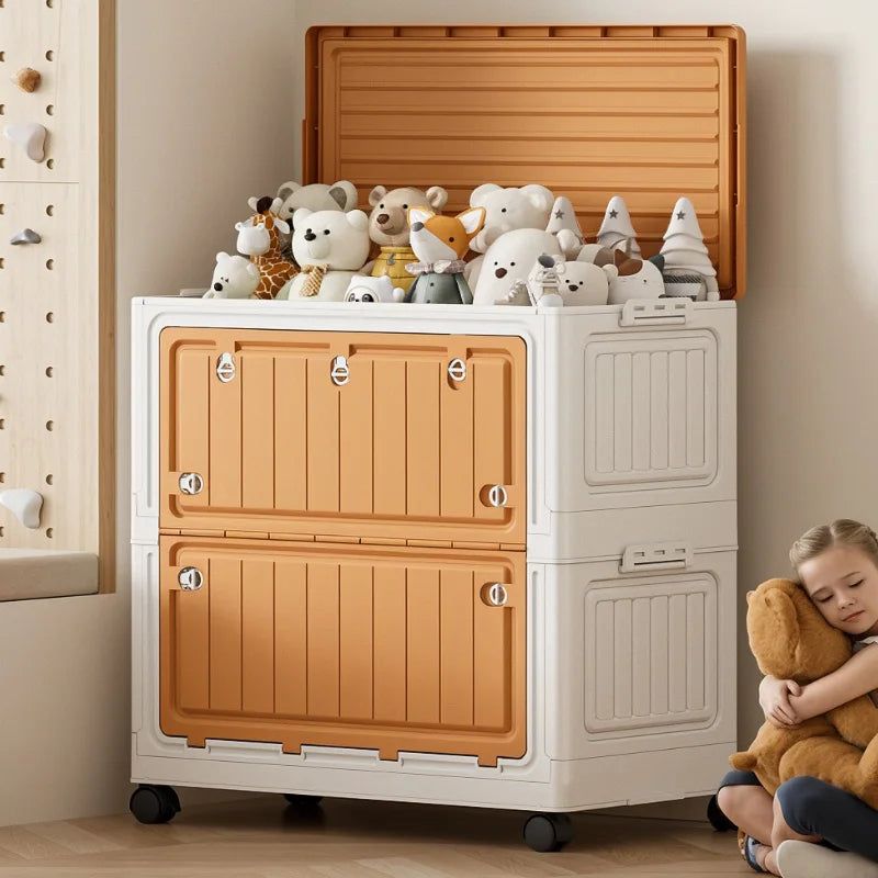 Foldable Storage Bin with Wheels - Space-Saving Organizer for Clothes & Toys