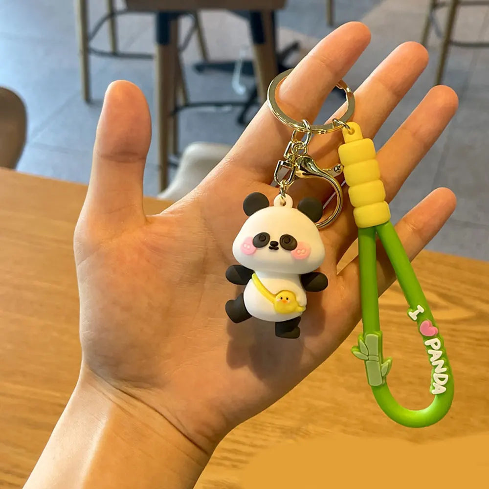 Cute 3D Rubber Kung Fu Panda Keychain for Bags and Cars