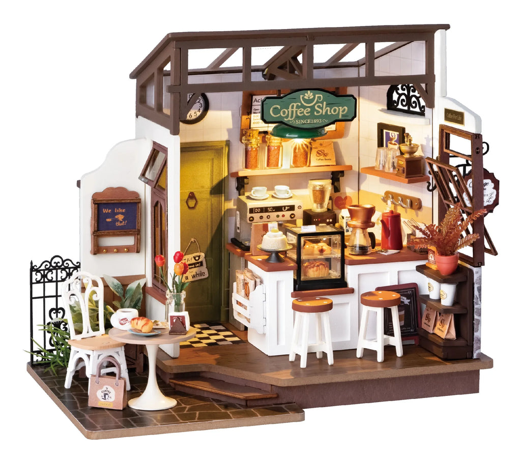 Robotime Rolife No.17 Café Miniature House - DIY Wooden Dollhouse Kit