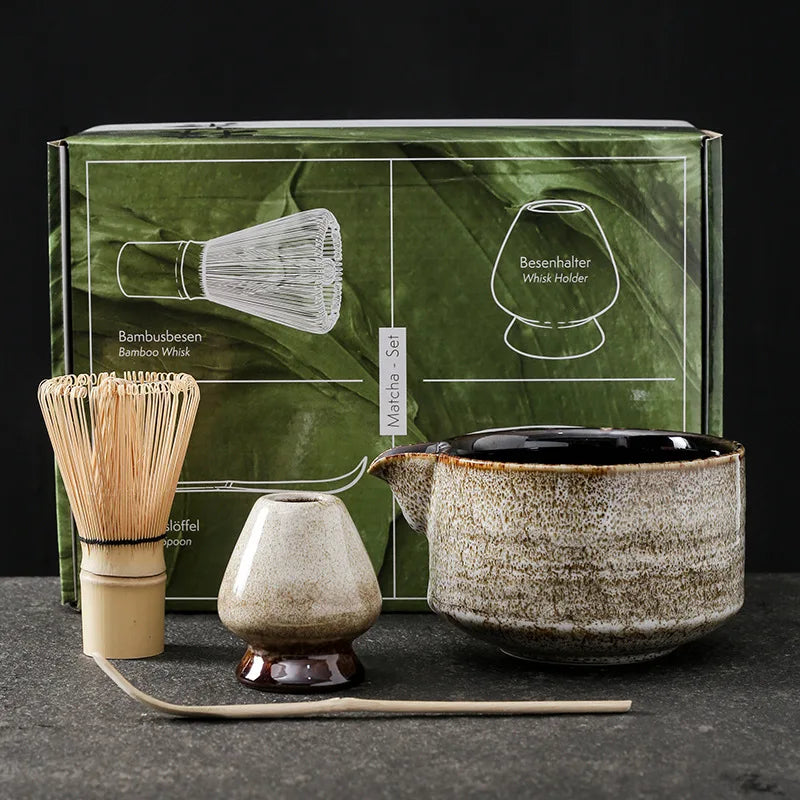 Japanese Matcha Tea Set - 7 or 4 Piece Bamboo Whisk & Bowl