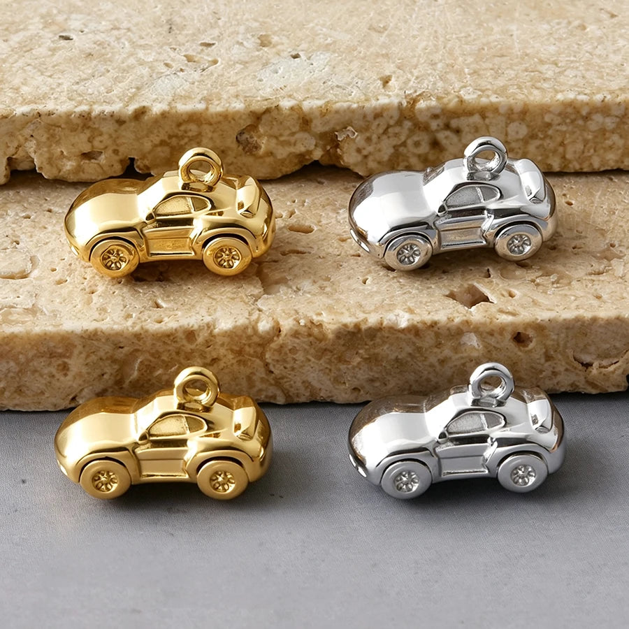 4pcs Funny Transportation Charms - Stainless Steel Pendants for DIY