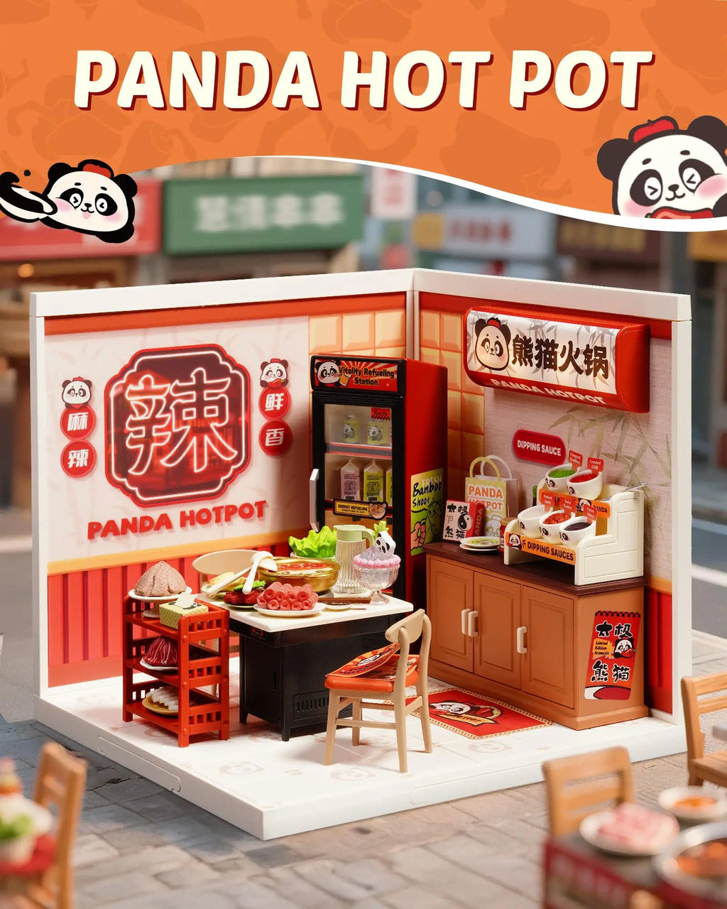 Rolife Panda Hot Pot DIY Miniature Model Kit - Creative Stress Relief Fun