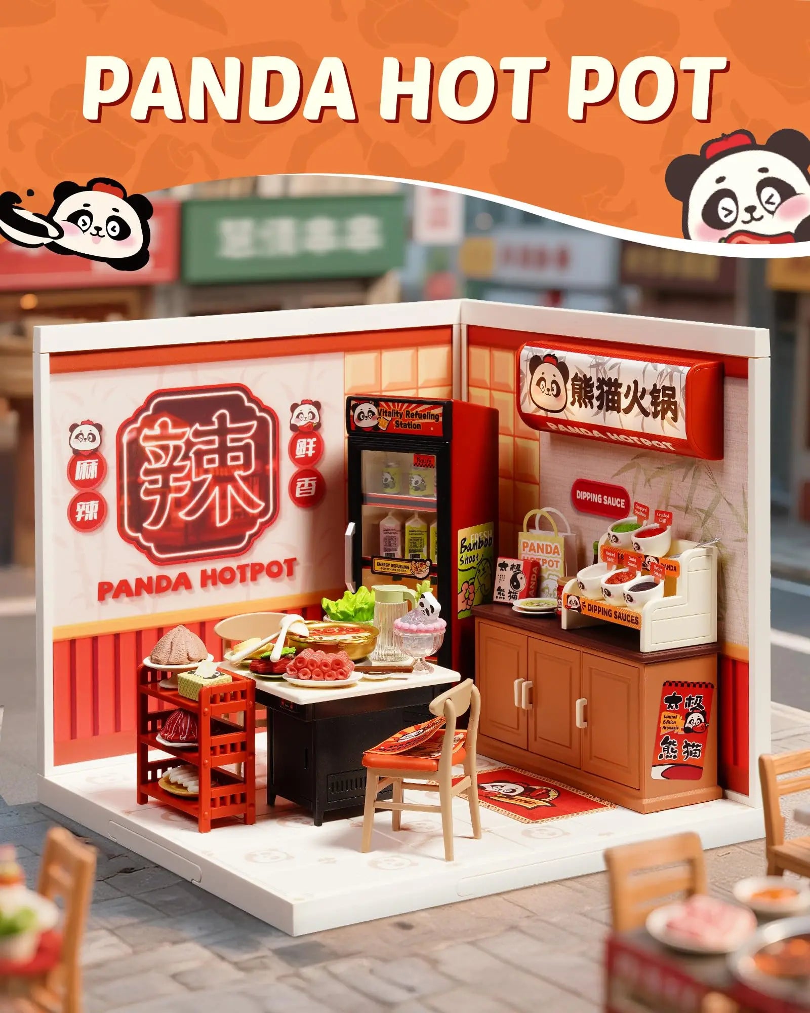Rolife Panda Hot Pot DIY Miniature Model Kit - Creative Stress Relief Fun