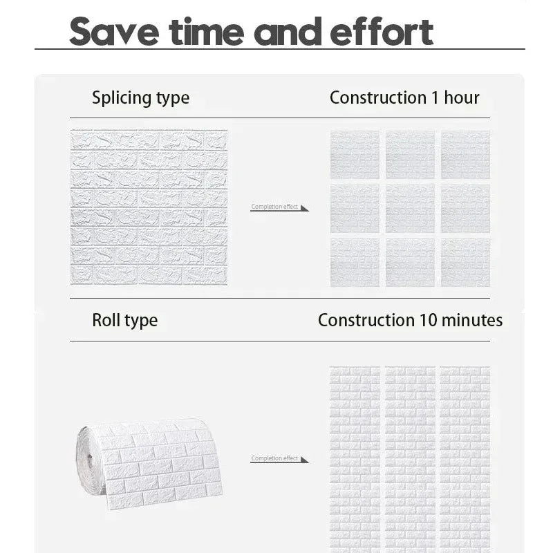 3D Self-Adhesive Foam Brick Wallpaper - Modern Home Décor