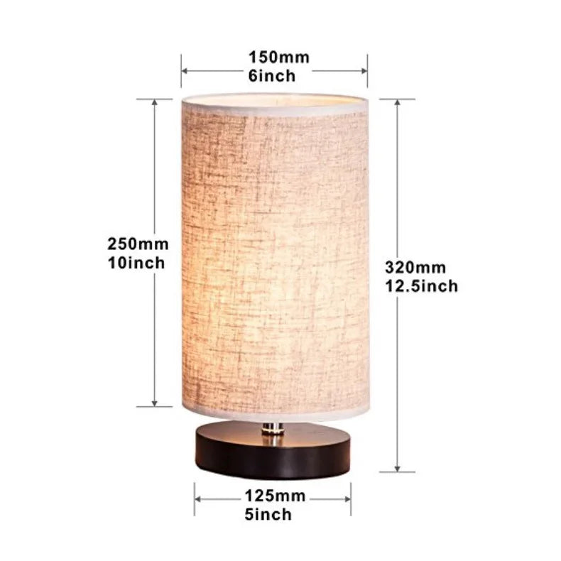 Modern LED Desk Lamp with Cylinder Fabric Shade & Iron Base