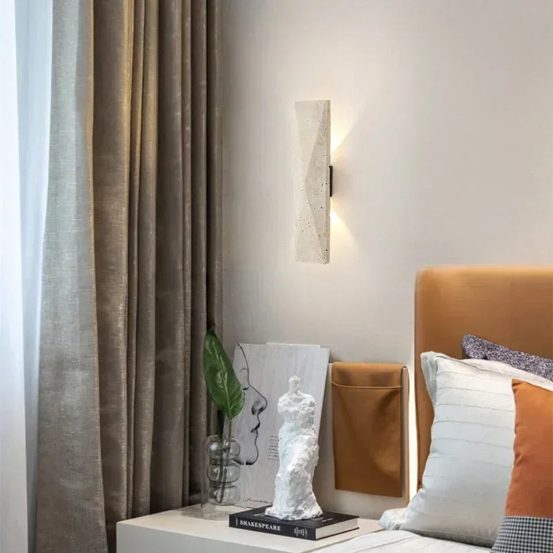 Elegant Outdoor Wall Lamp - Yellow Travertine Stone Fixture