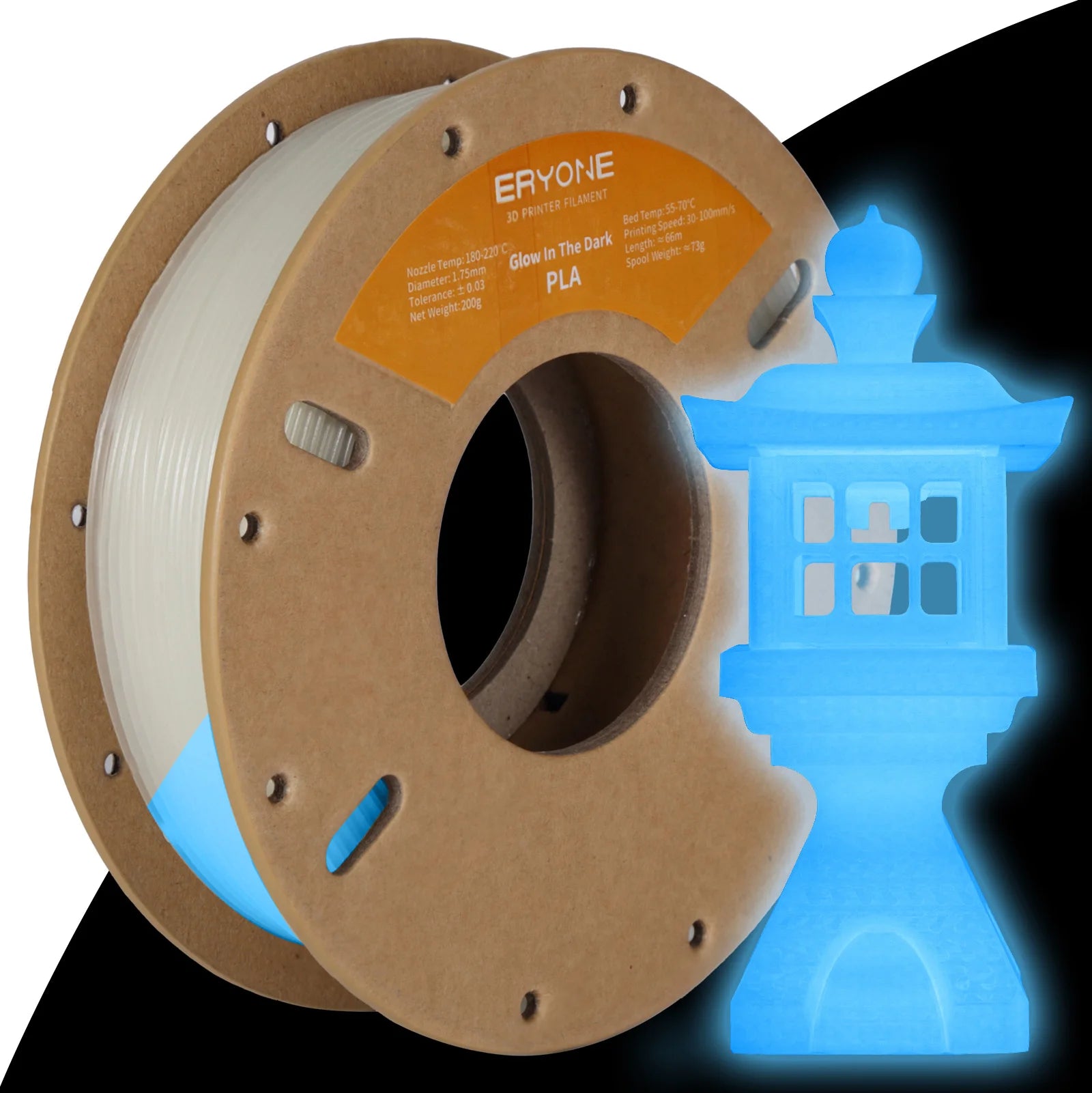 Eryone Glow In The Dark PLA Filament - 200g for 3D Printing