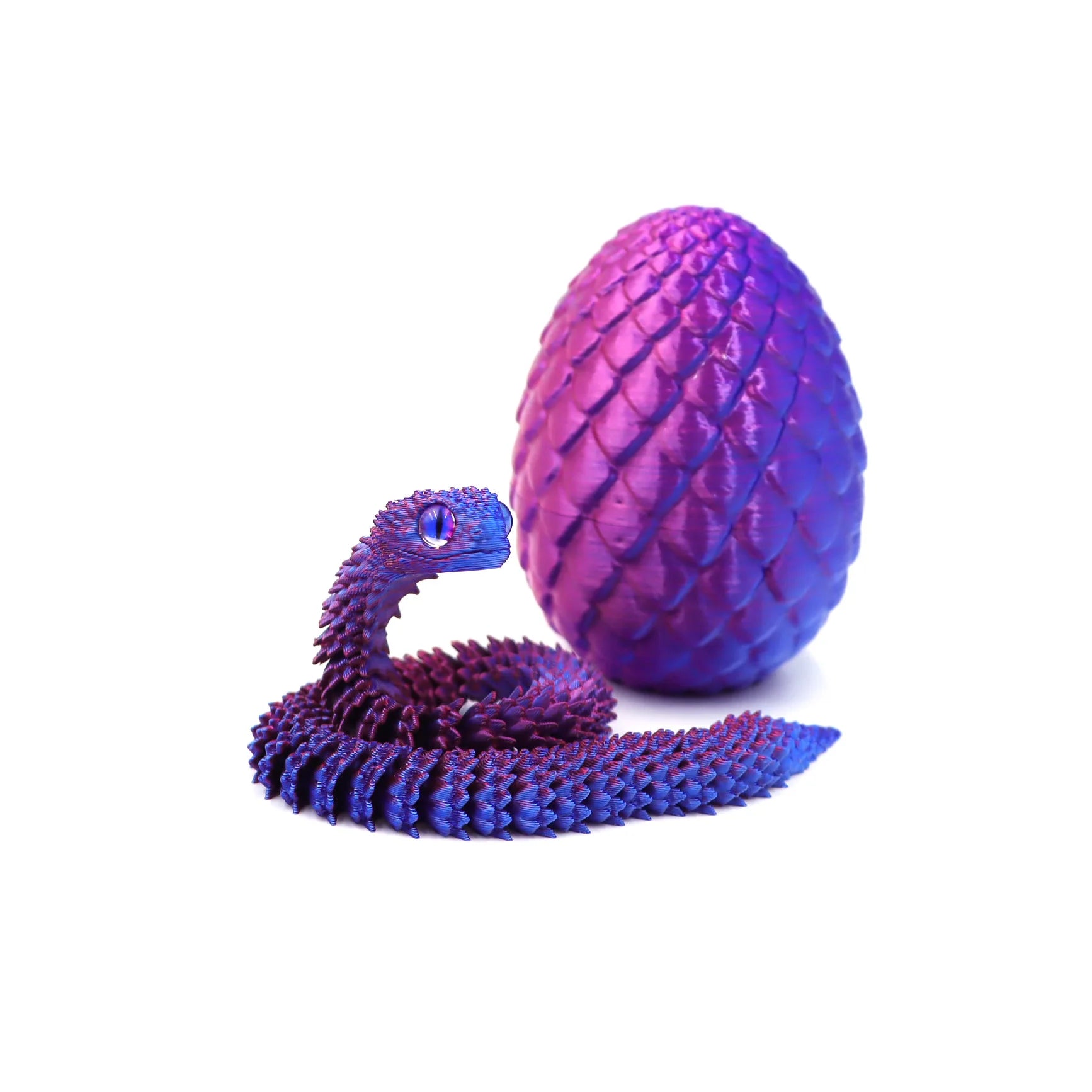 3D Printed Articulated Snake & Dragon Egg – Unique Home Decor