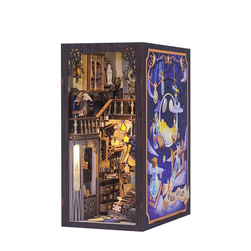 CUTEBEE LED Book Nook Dollhouse Kit with Dust Cover for DIY Enthusiasts