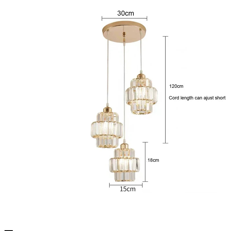 Luxury Crystal Chandelier - Modern LED Pendant Light for Dining Room