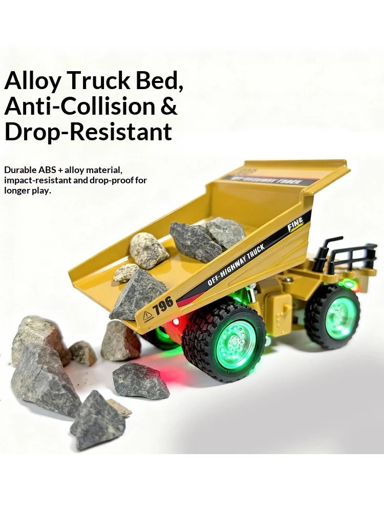 1:64 Metal Remote Control Excavator & Truck Set - Heavy-Duty Fun!