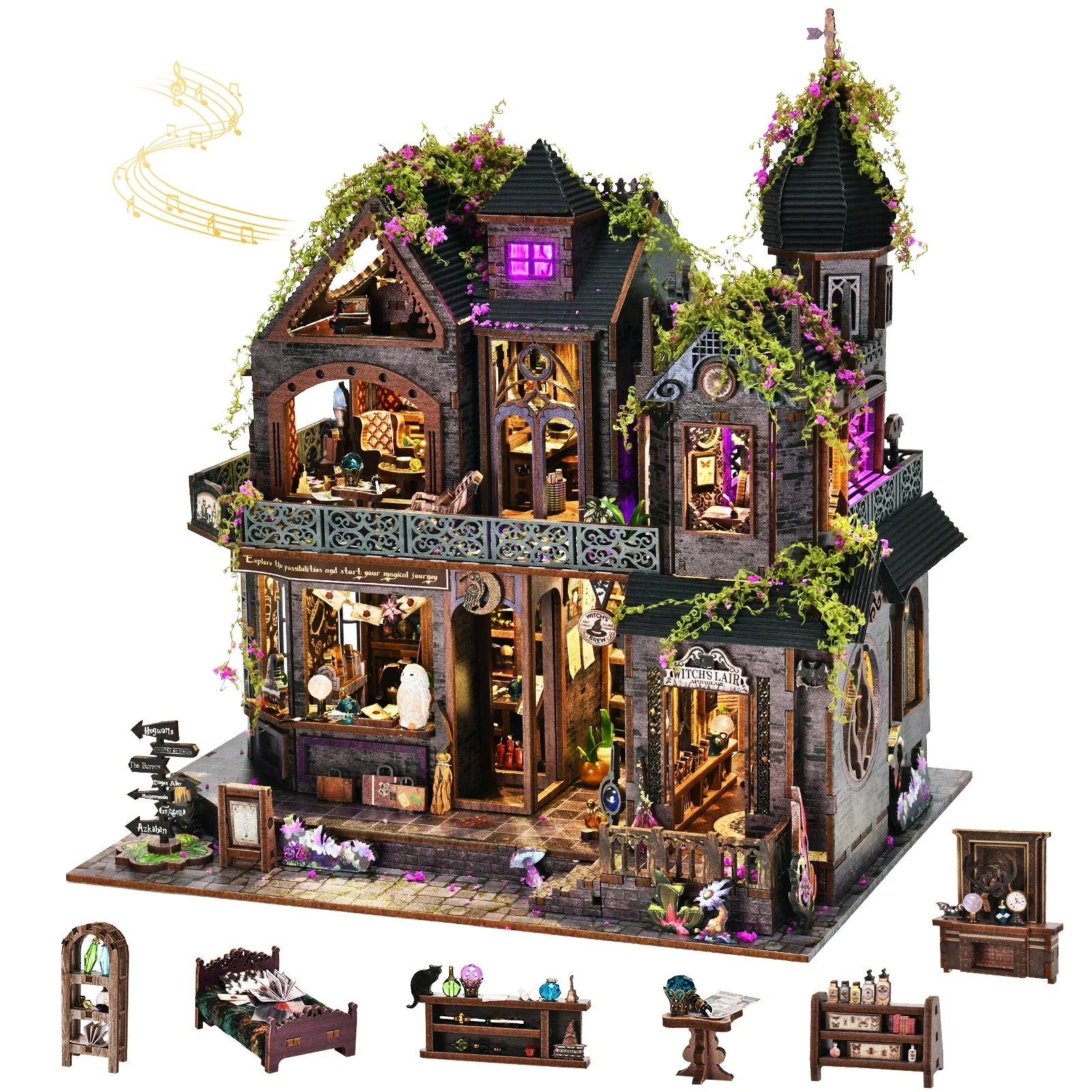 ASLOWSNAIL 3D Magic Castle DIY Book Nook Kit - Wooden Puzzle Decor